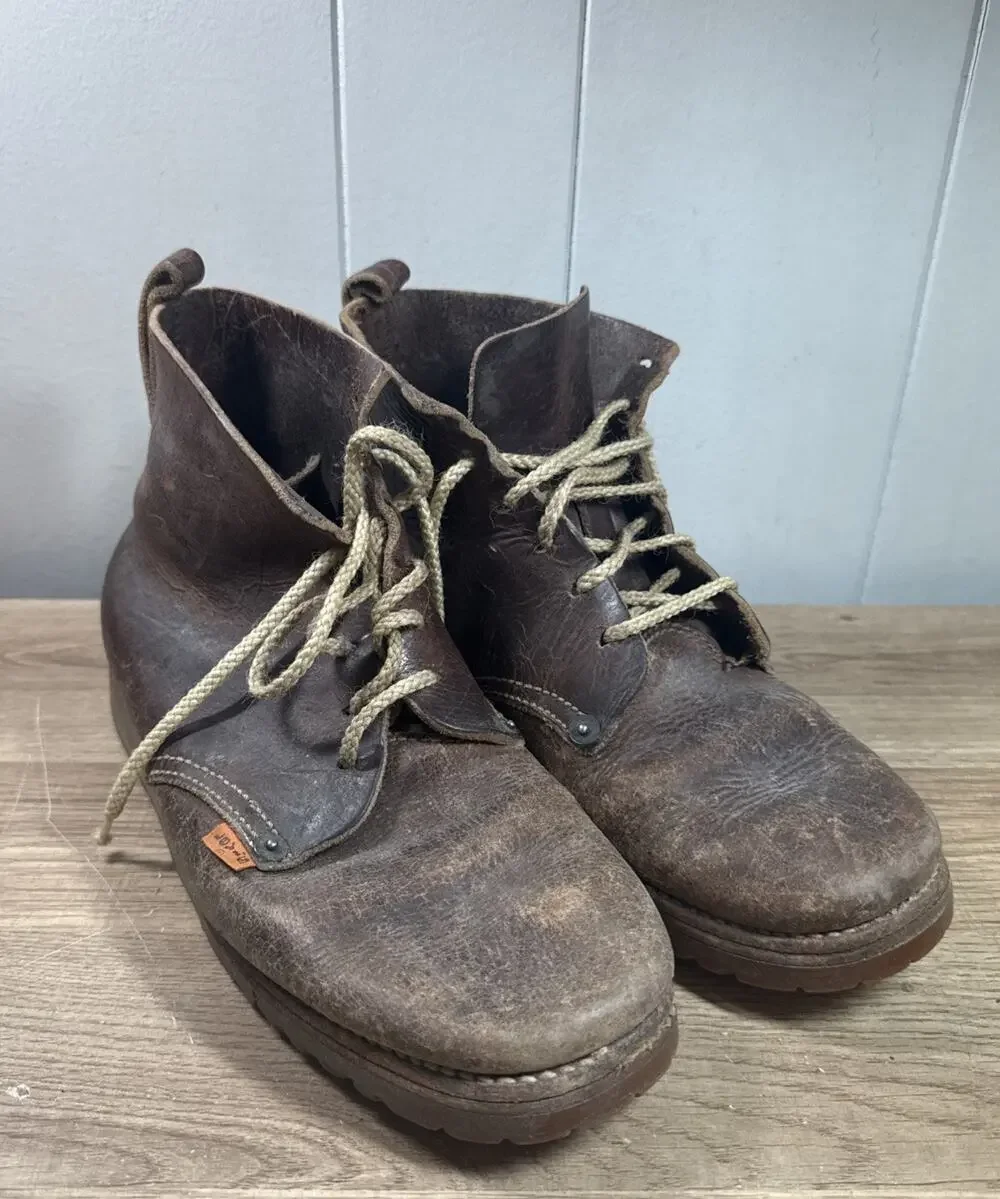 Vintage Levis Orange Tag Brown Leather Boots Vibram Size 8.5 C5